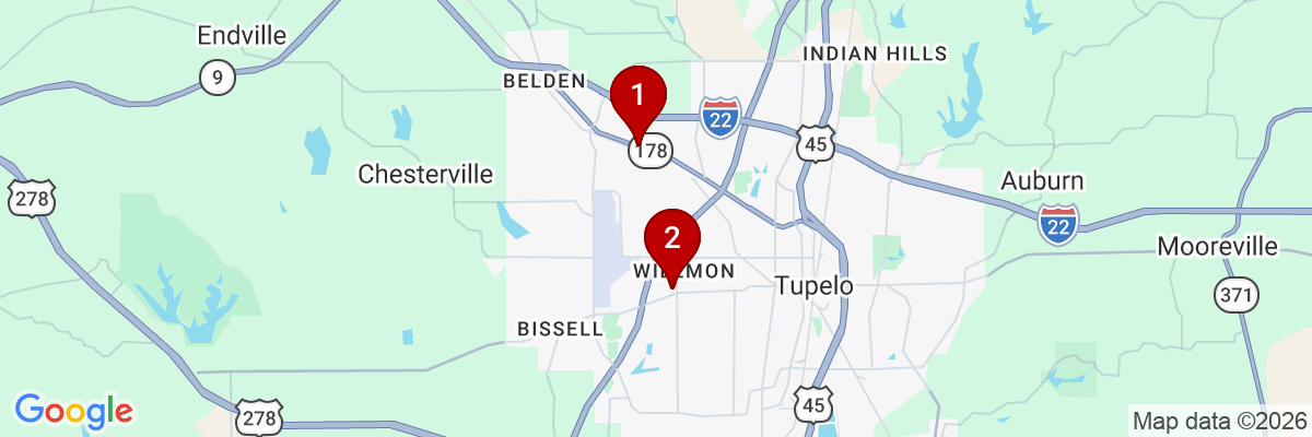 Map showing facility locations