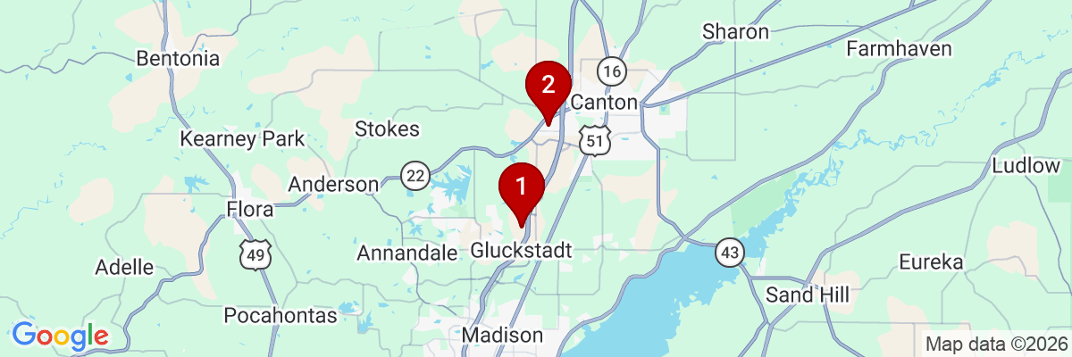Map showing facility locations