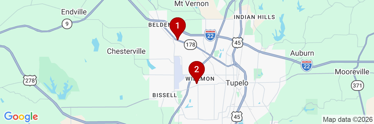 Map showing facility locations