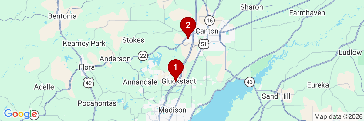 Map showing facility locations