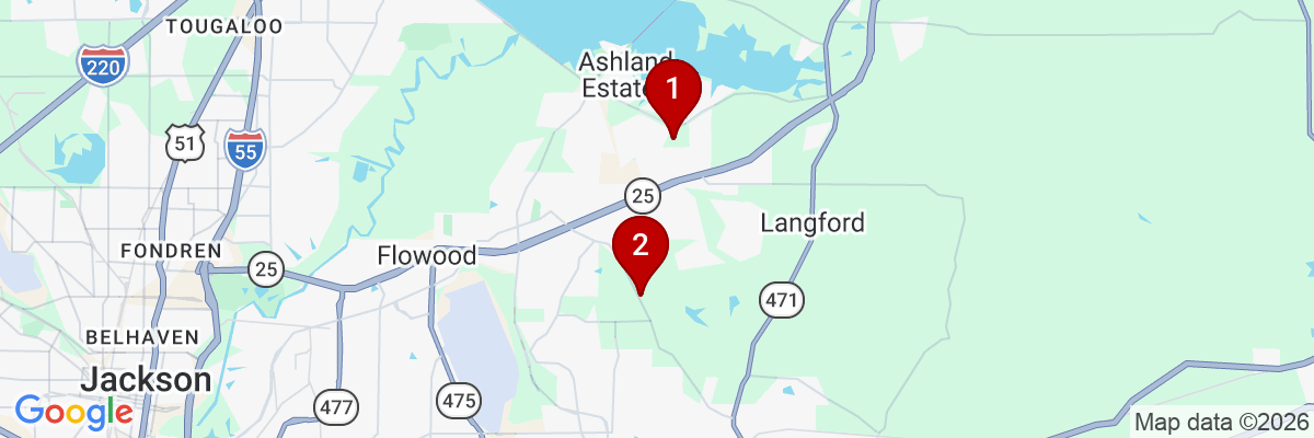 Map showing facility locations