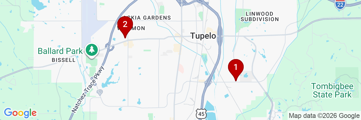 Map showing facility locations