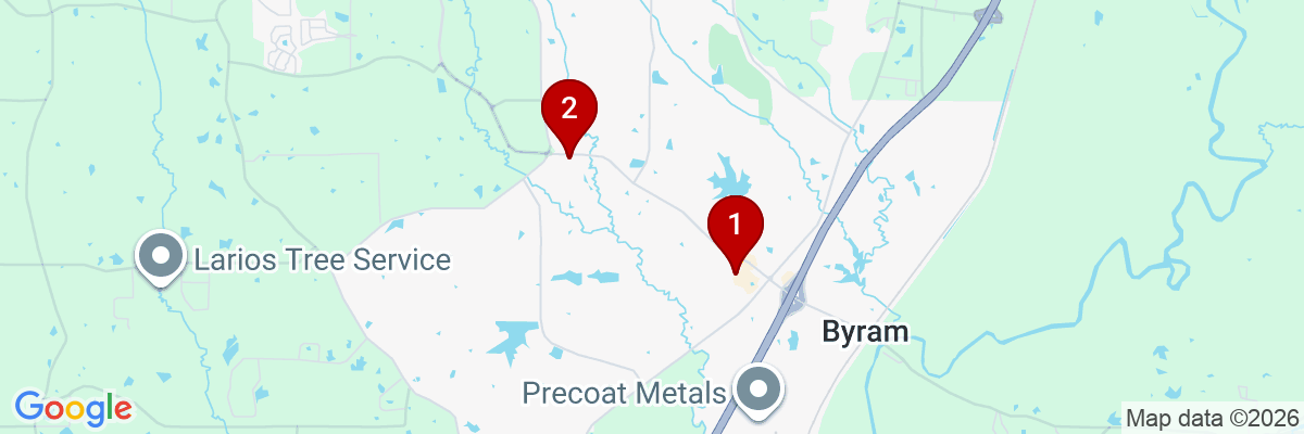Map showing facility locations