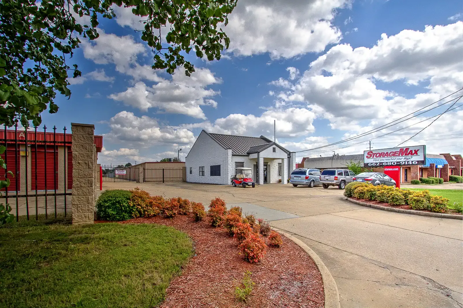 Entrance, office, and security gate at StorageMax